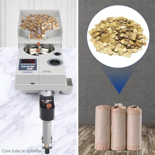Image of Ribao CS-10S High Speed Portable Coin Counter and Sorter, 1800 Coins per Minute Counting Speed, 2000 Coins Hopper Capacity, Suitable for International Coins and Tokens, Two-Year Warranty