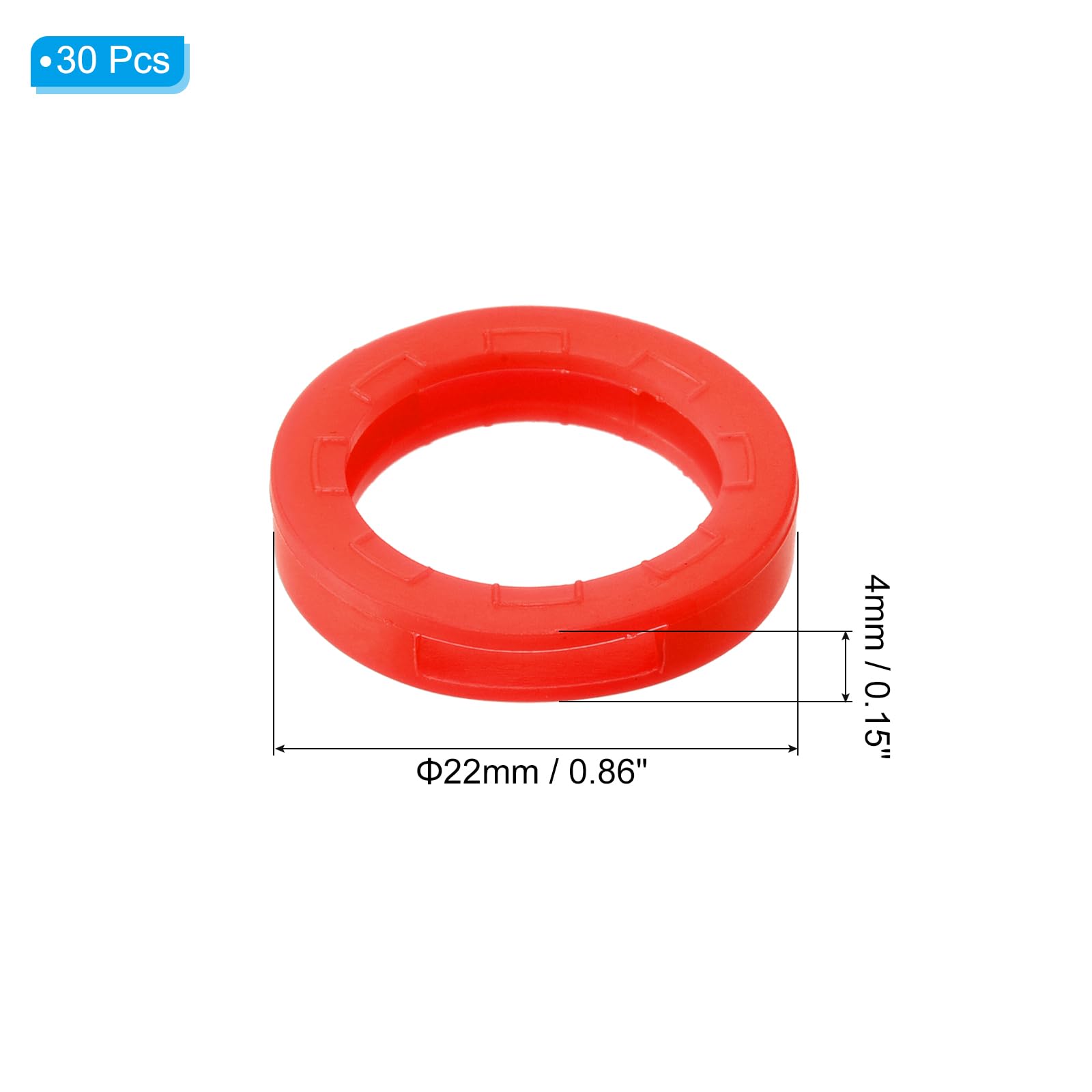 PATIKIL Key Cap Cover Rings, 30Pcs 22mm Keys Identifier Coding Tags PVC Sleeve for Office House Apartment Red - Image 2