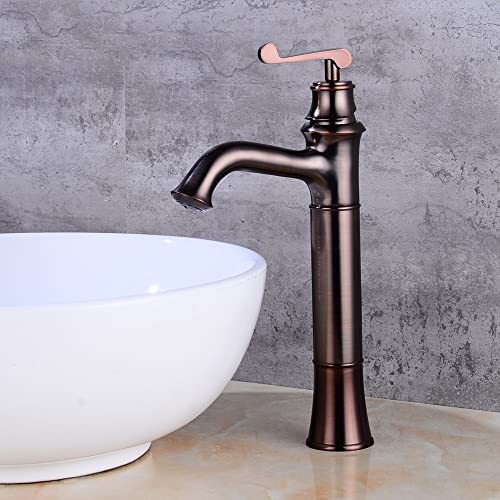 Robinets d'eau à poignée unique en bronze antique pour lavabo et vasque rétro - 8