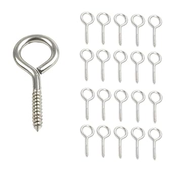 20Pack 304 Stainless Steel Eye Screws Eye Hooks for Wood, Screw Eyes for Hanging, Hook and Eye Hardware M4 2 20pcs