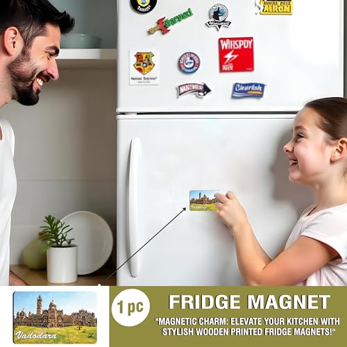 Image of Elegant Fridge Magnet with Themes |Rectangular Size Refrigerator Magnet with Magnetic Rubber Back | Pack of 1, 8.6cm X 5.4cm (Vadodara)