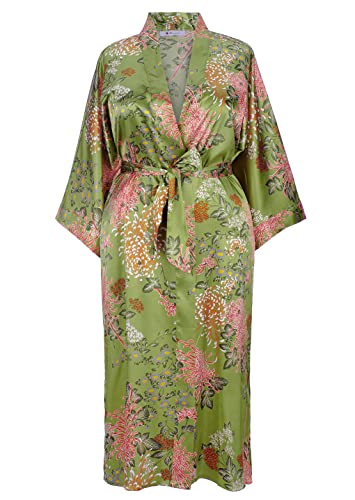 Image of Applesauce - 808V - Plus Size Women's Kimono Long Robe - Vintage Floral (One-Size fits most US 1X 2X 3X)