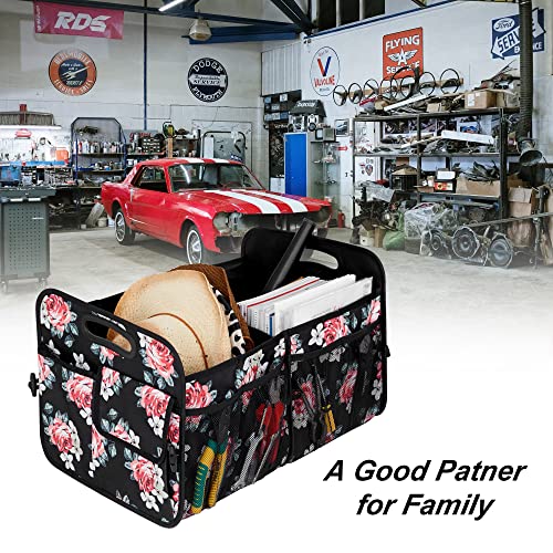 Image of Femuar Car Trunk Organizer,Car Storage Organizer with 72L Large Capacity Waterproof Collapsible and 11 Pockets,Trunk Organizer for Car Suv /Jeep /Sedan, Large Size, Flower