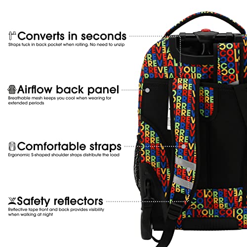 Image of J World Sundance Laptop Rolling Backpack for Girls Boys. Roller Bookbag with Wheels, 20 Inch, RYC