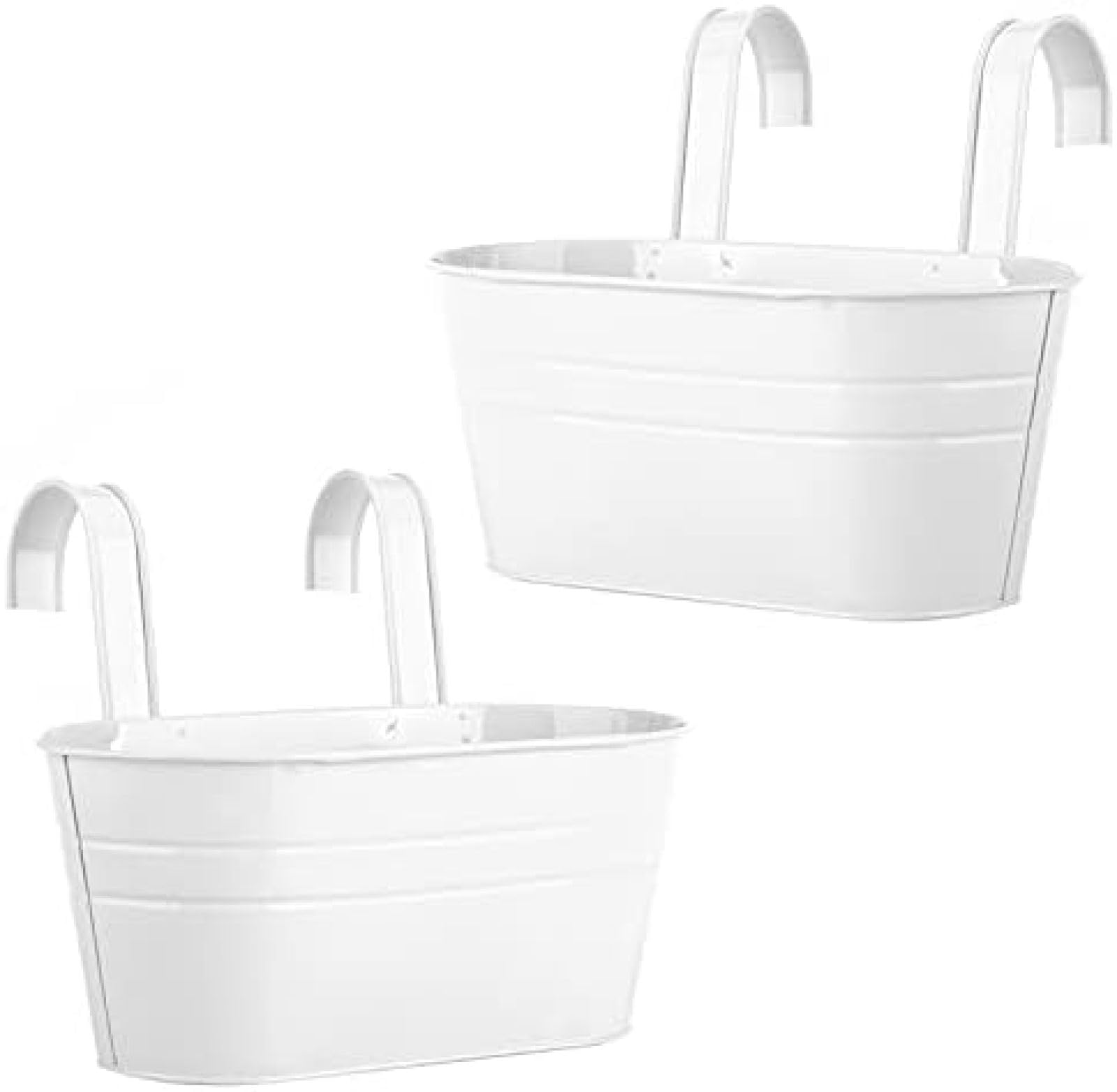 Owalna Metalowa Doniczka, Wisząca Donica Do Sadzenia, Z Otworami Drenażowymi Zapobiegającymi Gromadzeniu Się Wody, Dekoracja W Stylu Wiejskim (White)