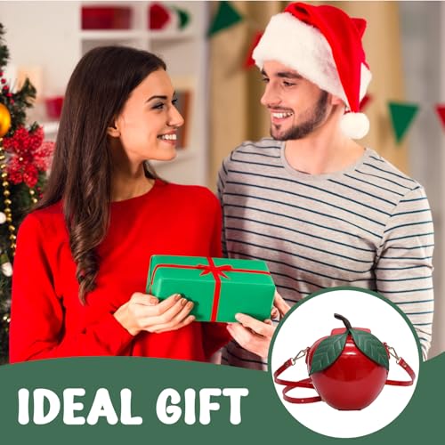 Shoulder Purse Fruit-shaped Novelty Purse with Leaf Decor Cherry Red Shoulder Bag with Adjustable Strap Zippered Fruit Carrier for Women2