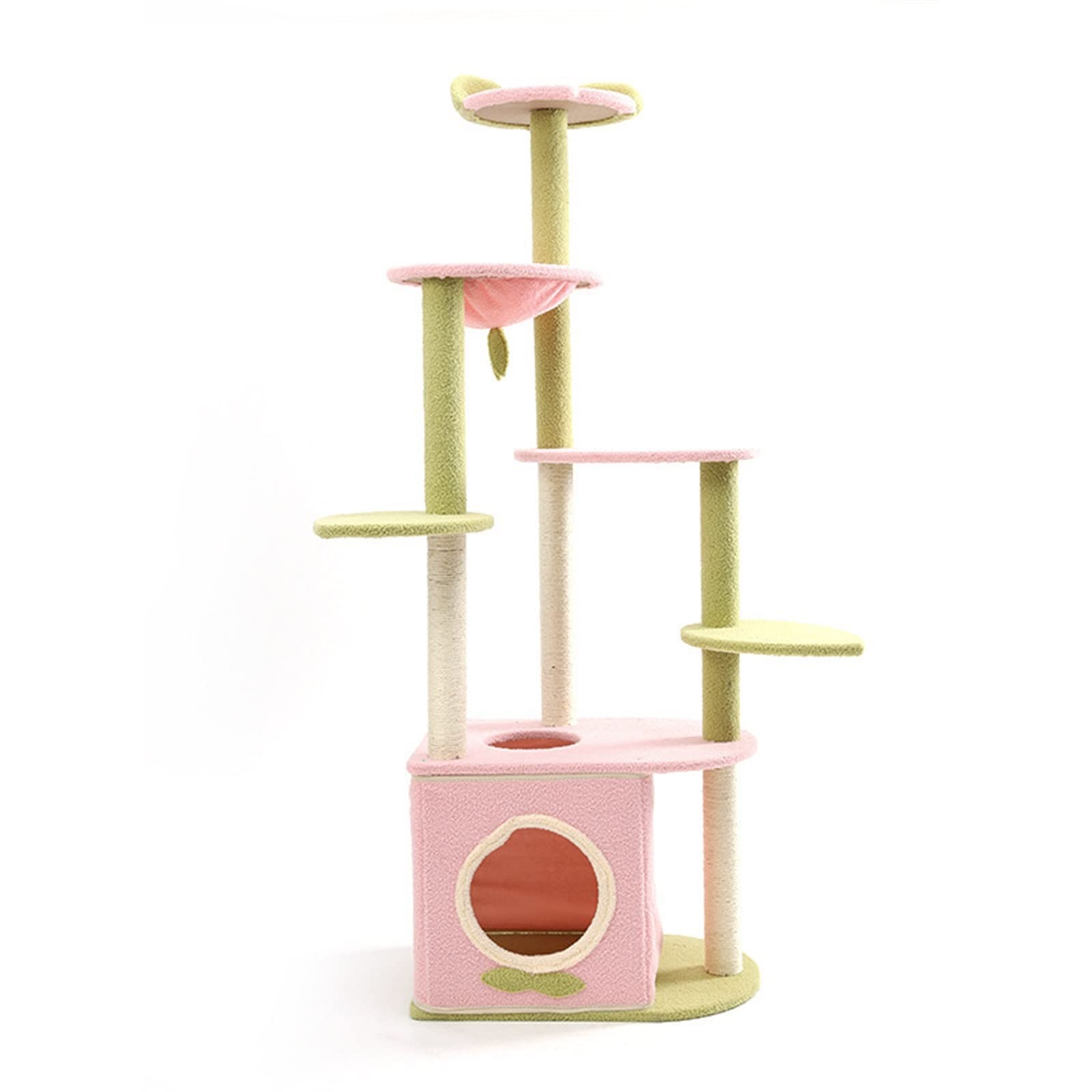 ISCHWACat Tree Pet Climbing Frame New Peach Multi-layer Cat Climbing Frame Small Fresh Box-type Table Cat Sisal Column
