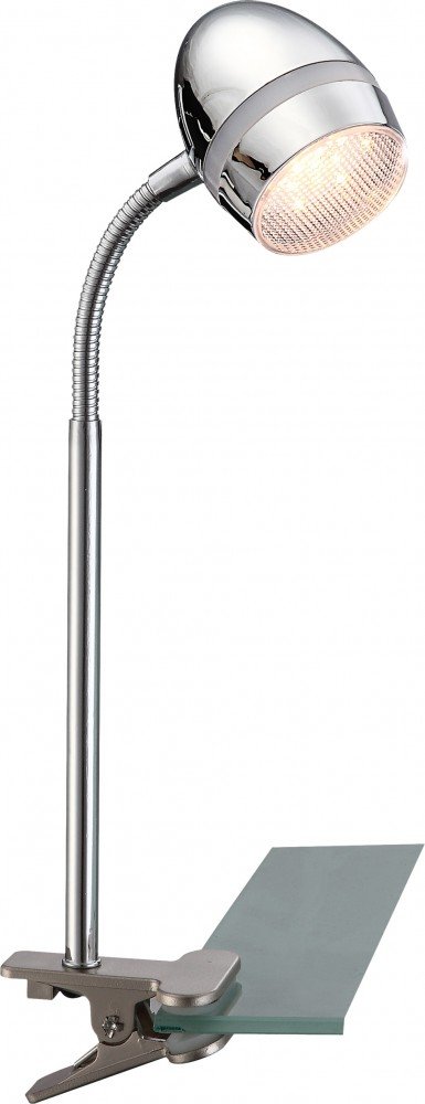 Lampada da tavolo con spot a morsetto a LED per soggiorno, lampada da lavoro flexo cromata mobile Globo 56206-1K