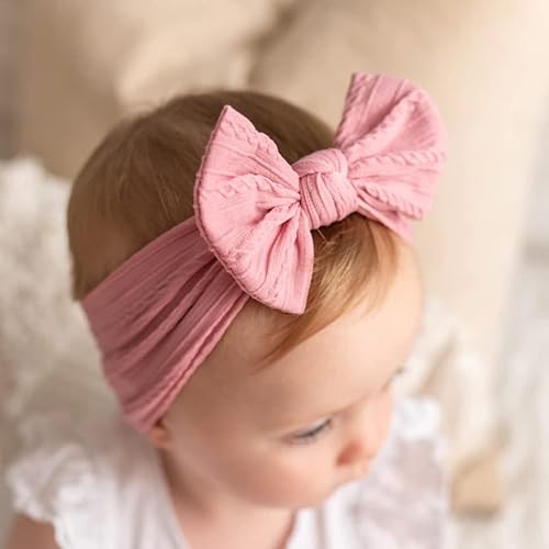 Miniatura 6 de KorhLeoh Diademas de nailon suave y elástico para bebés y niñas, con lazos grandes, accesorios para el cabello para recién nacidos, bebés y niños