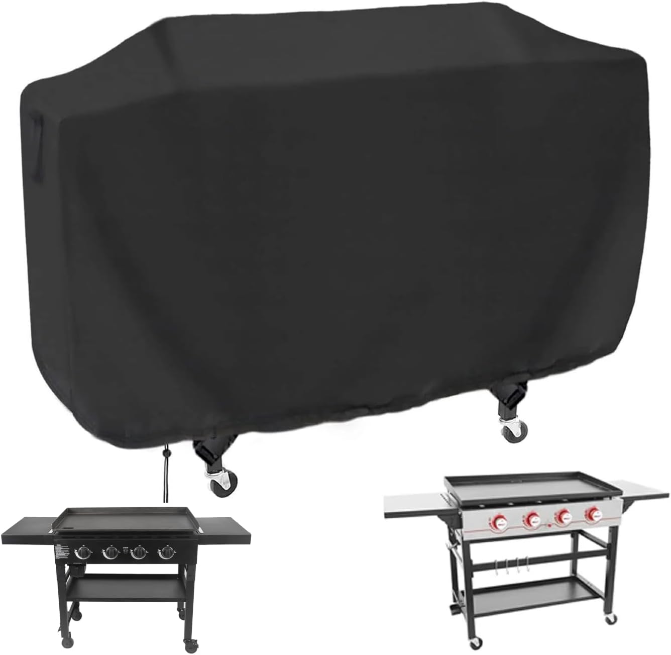 Heavy Duty Waterproof Gas Grill Cover, 76 inch Flat Top Griddle Cover for Weber Char-Broil Nexgrill More,4-6 Burner Grill Cover for Most 75 in Smoker，76"x 26"x36"