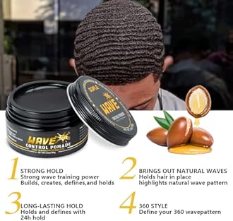 Wave Pomade for Men Strong Hold Easy Wash 360 Wave Training Hair Cream, Waves Grease for Men Promotes Layered Waves, Moisture, Silky Shine, Wave Pomade Wave Brushe Silky Durag Wave Cap Set (Blue)