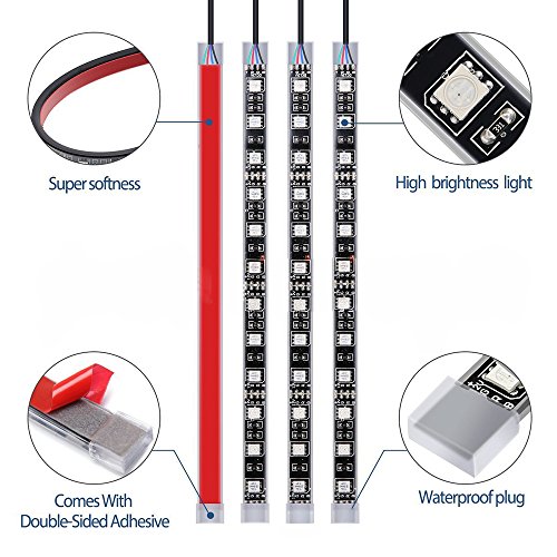 Xlanjingj 12Pcs Motorcycle Led Light Kit Strips Multi-Color Accent Glow Neon Ground Effect Atmosphere Lamp With Dual Ir/Rf Remote Controller For Dc 12V Motorcycles Cars Atvs Suvs #TOP4
