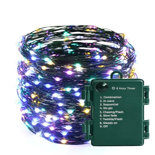 MASHANG Christmas Lights Battery String Lights 18FT 50 Micro LEDs Starry Lights Fairy Lights Firefly Lights with Dark Green Copper Wire for Christmas Tree, Wreath, DIY, Wedding, Holiday(Multicolor) MASHANG Christmas Lights Battery String Lights 18FT 50 Micro LEDs Starry Lights Fairy Lights Firefly Lights with Dark Green Copper Wire for Christmas Tree, Wreath, DIY, Wedding, Holiday(Multicolor)