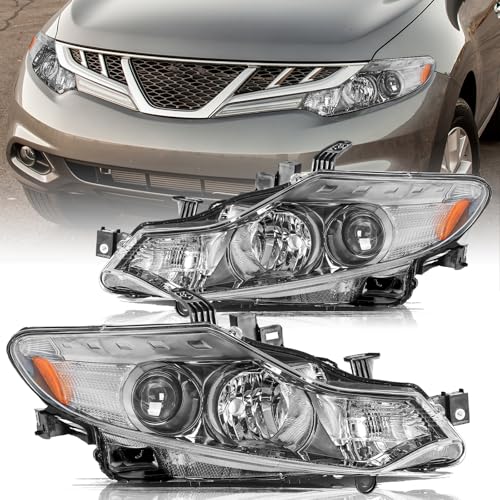 Aosky Headlight Assembly Replacement for 2009-2014 Nissan Murano OE Style Passenger and Driver Side Headlamps Only for Halogen Model