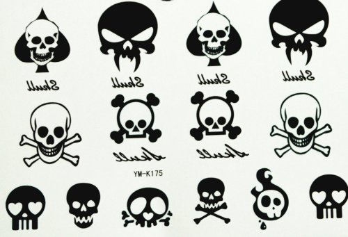 Spestyle new design fake tattoo stickers for men and women Different black skulls and white skulls