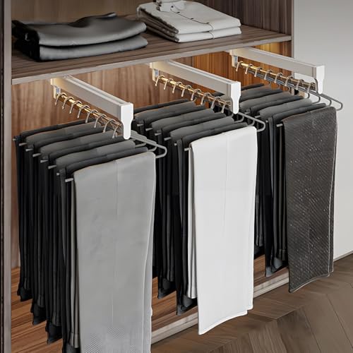 DBREAKS Extendable Clothes Rail for Pull-Out Clothes Hangers, Wardrobe Rail, Adjustable, Silver, Stainless Steel, Plastic - Image 2
