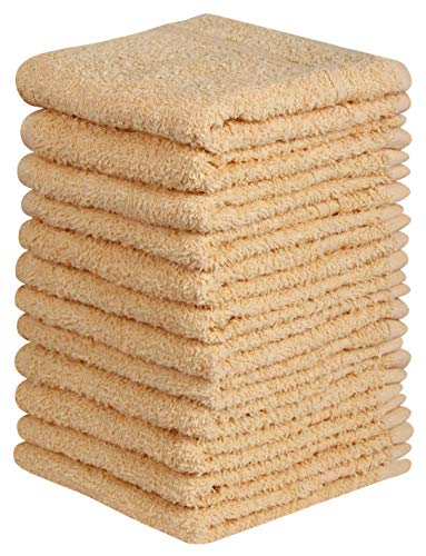 Beauty Threadz - Pack of 12 Washcloths 100% Ring Spun Cotton Premium Quality 12x12 inch Face Towel Highly Absorbent, Ultra Soft & Fade Resistant 400 GSM Wash Cloth Set (Beige) Beauty Threadz - Pack of 12 Washcloths 100% Ring Spun Cotton Premium Quality 12x12 inch Face Towel Highly Absorbent, Ultra Soft & Fade Resistant 400 GSM Wash Cloth Set (Beige)