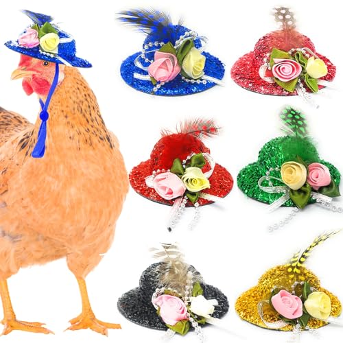 ComiMag 6 Pieces Chicken Hats Doll Hats Bear Clothes Stuffed Animal Clothing Chicken Helmets