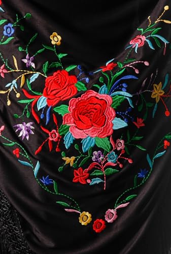 Large flamenco shawl. Measurement 75X35 inch without counting the fringes (11.8inch), embroidered on one side.4