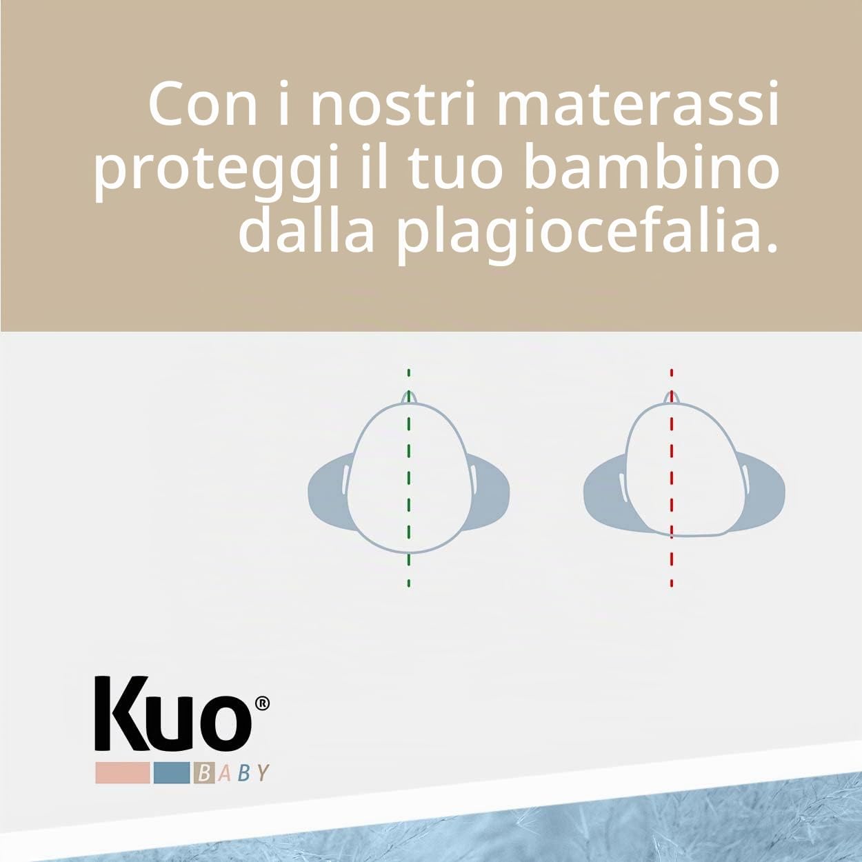KUO Baby - Materasso per Culla Baloo | Materasso in Schiuma e Viscoelastico | Reversibile, Igienico e Traspirante | 80 x 50 cm