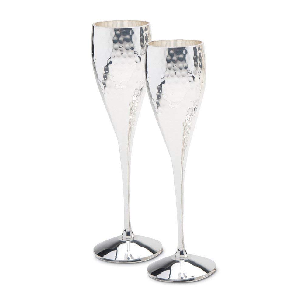 Culinary Concepts London Pair of Silver-Plated Hammered Champagne Goblets