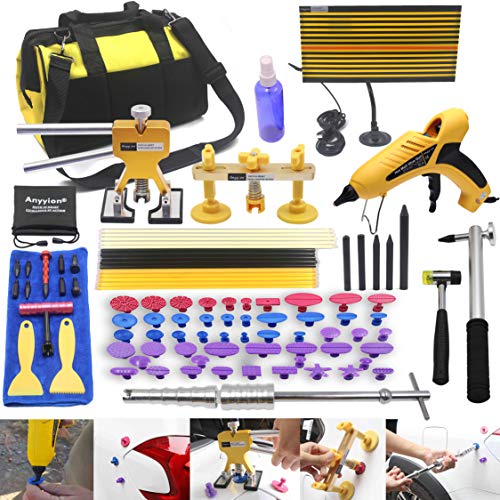 Anyyion 92pcs Paintless Dent Repair Kits, Auto Dent Puller Kit Car Body Dent Repair Tools Car Body Repair Kit Automotive Door Ding Dent Silde Hammer Glue Puller Repair Starter Set Kits
