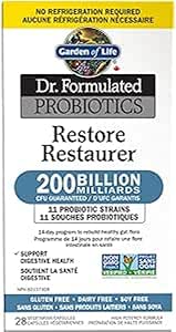 Garden of Life - Dr. Formulated Probiotics Restore | 200 Billion CFU to Rebuild Healthy Gut Flora and Support Digestion | 11 Probiotic Strains | Shelf Stable | Gluten Free, Dairy Free