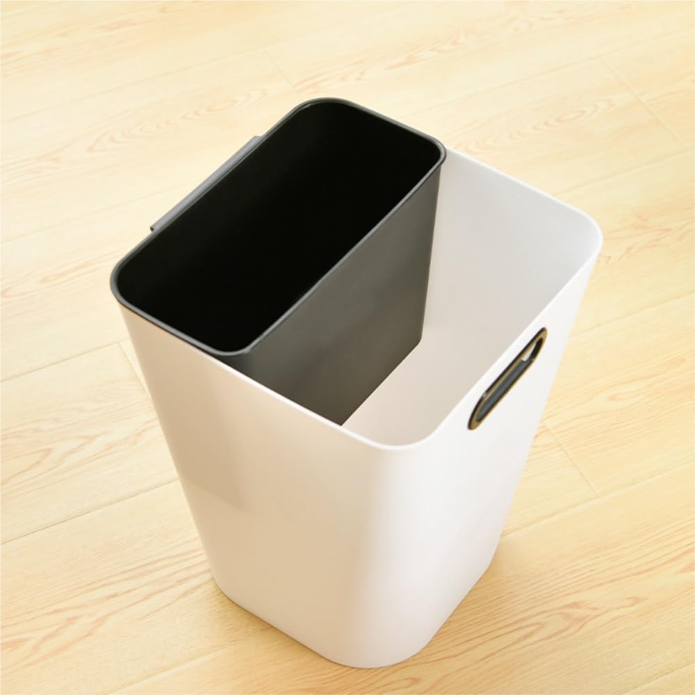 Living Room/Office-Specific Trash Can, Two-Tone & Anti-Slip, Silent Disposal Without Disturbance(White)