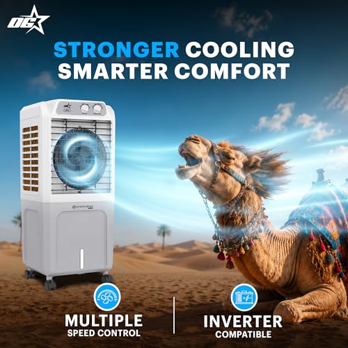 Image of OG STAR 40L Personal Air Cooler with Honeycomb Pads, 3-Speed Control, Water Level Indicator & Water Inlet | Compact Evaporative Air Cooling for Home, Office & Outdoor Use