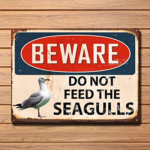 Beware Do Not Feed The Seagulls Metal Sign Wall House Beach Seafront Plaque Vintage Metal Tin Sign Retro Tin Plate Sign Wall Art Decor TIN Sign 7.8X11.8 INCH