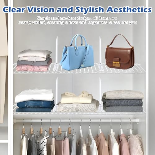 Hanaoyo Acrylic Shelf Dividers for Wire Shelves, Shelf Dividers for Closet Organization, Wire Shelving Accessories Clothes, Purses Divider, Closet Dividers for Bedroom, Kitchen, Office(8 Pack) - Thumbnail 6