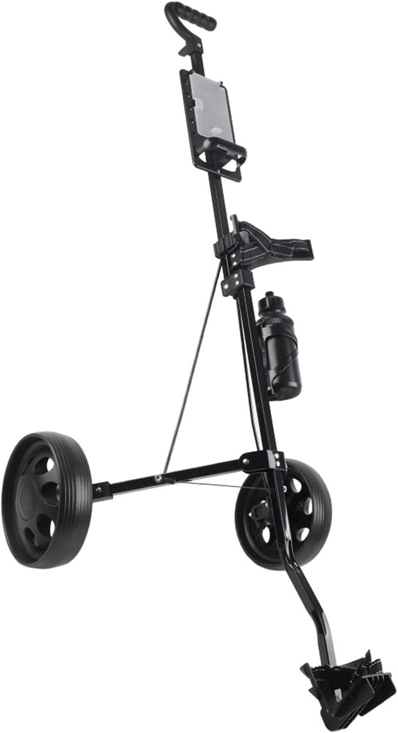 Foldable Golf Trolley, 2 - Wheel Push Pull Cart, Lightweight Golf Cart with Detachable Silent Wheels for Easy Course Transport and Compact Storage