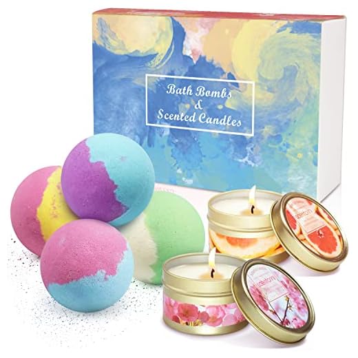 SCENTORINI Coffret Bombes de Bain Boules Effervescentes et Bougies Parfumées Riches en Huile Essentielle Idée Cadeau Parfaite pour Bain Moussant pour Femme Filles Enfants ou pour Se Faire Plaisir