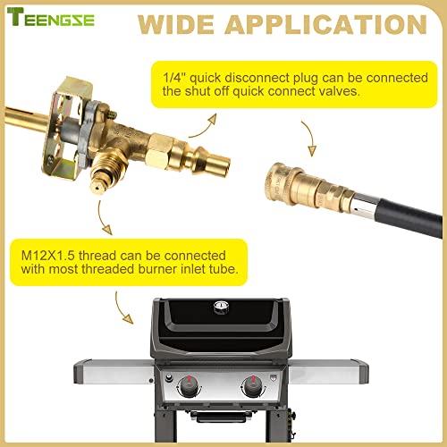 Teengse Grill Valve Replacement Part, Control Valve With M12X1.5 Thread And 1/4" Quick Disconnect Plug Compatible With Olympian 5500 And 5100 And Weber 200 Gas Grill, Trailer's Propane Control Supply #TOP5