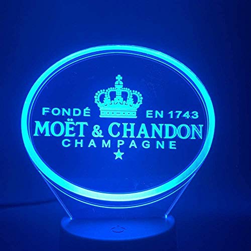 Moet Et Chandon klanten vriend kantoor 3D LED nachtlampje USB tafellamp Kids verjaardagscadeau nachtkastje huisdecoratie