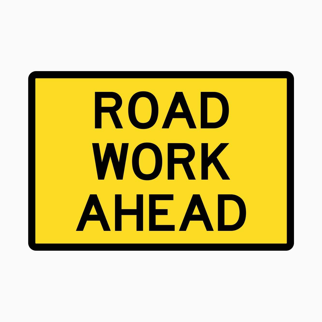 ROAD WORK AHEAD Sign WITH SWING STAND Traffic Metal Tin Sign 8 x 12 inch for Industrial & Commercial Series