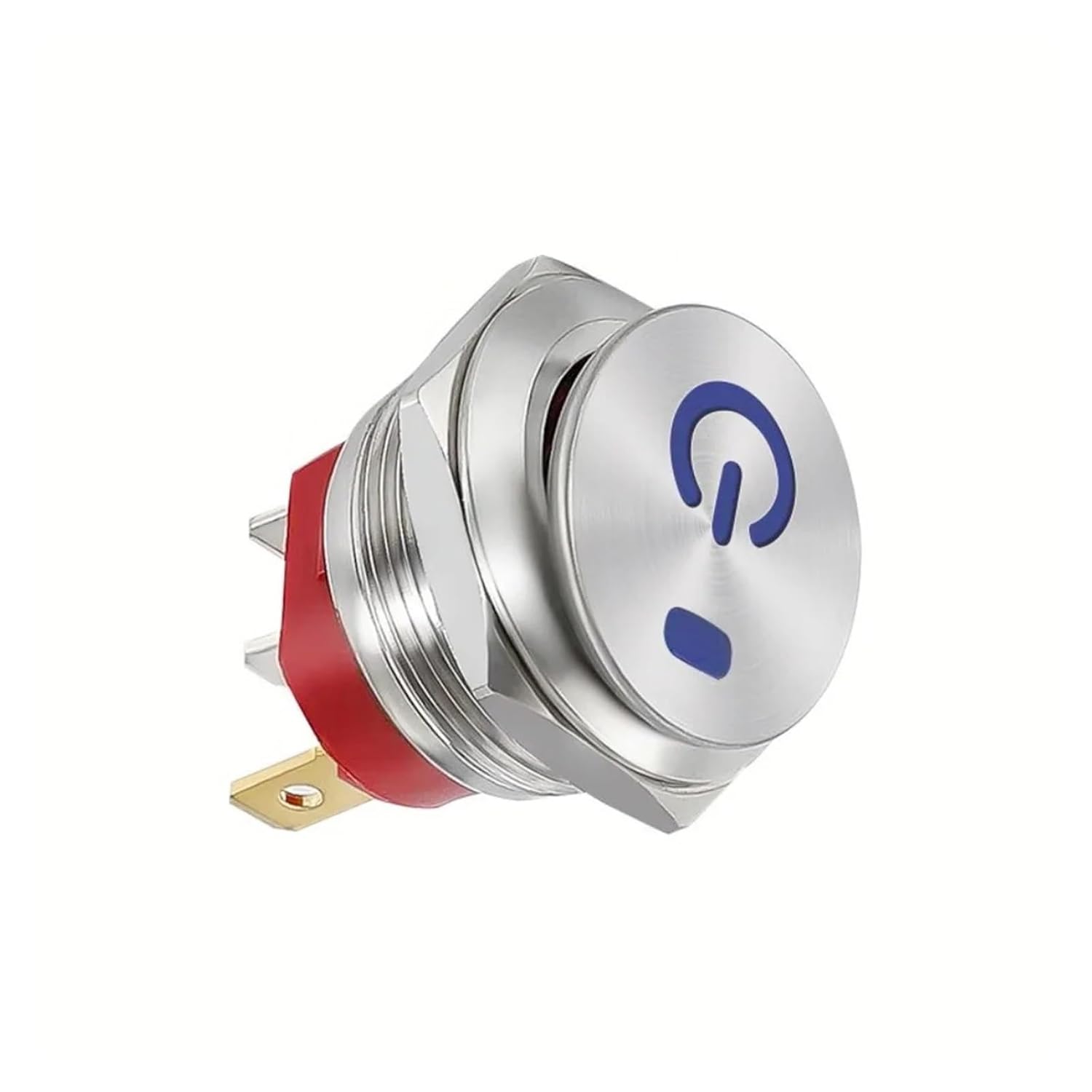 1個 スタイル2 ブルー 3-6V メタルボタンボートスイッチ ラウンド セルフロック 2スピード 3ピン 22mm15A ランプ付