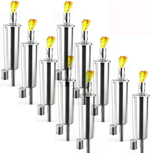 Preisvergleich Produktbild 10 Stück Gartenfackel EDELSTAHL Fackel Öllampe 122cm hoch Gartenfeuer Silber Partyfeuer Feier Ölampe Garten von Smartweb