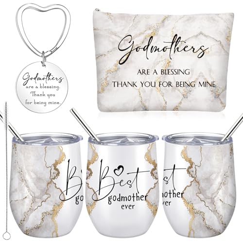 Didaey 5 Pcs Godmother Proposal Gift Set with Tumbler Bag,White Marble