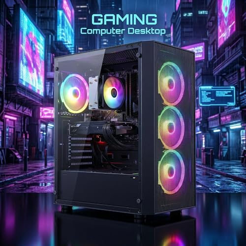 Image of STGAubron Gaming PC Computer Desktop, AMD Ryzen 7 5700G up to 4.6G, GeForce RTX 3050 6G, 16G DDR4, 1T SSD, WiFi 6, BT 5.2, RGB Fan x4, Windows 11 Home