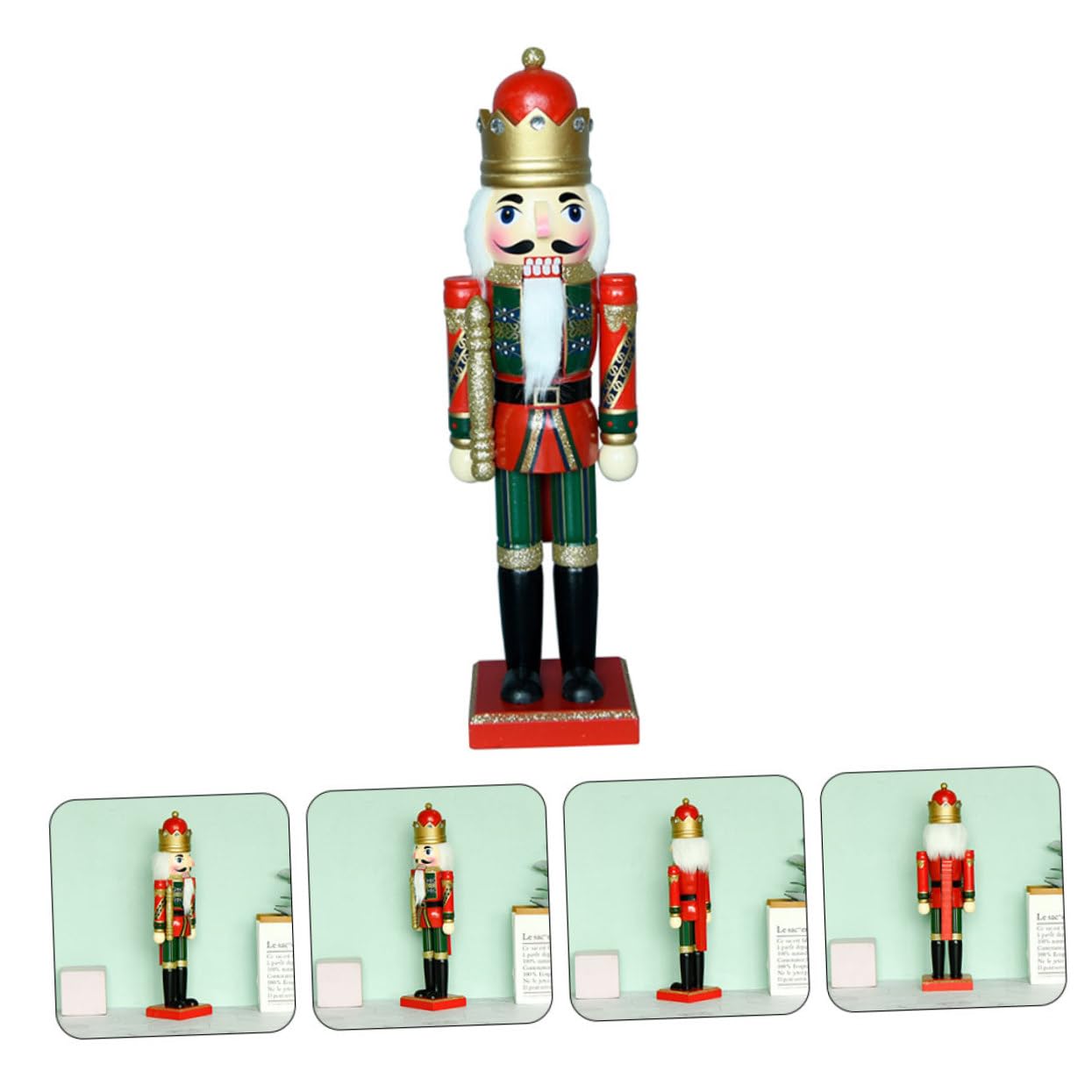 Cabilock 2 Pièces Roi Casse-Noix Noël Lumière Soldat Fée Officier De Plein Air Décoration De Jardin Casse-Noix De Bureau Casse-Noix De Décoration De Casse-Noisette Rouge Bois