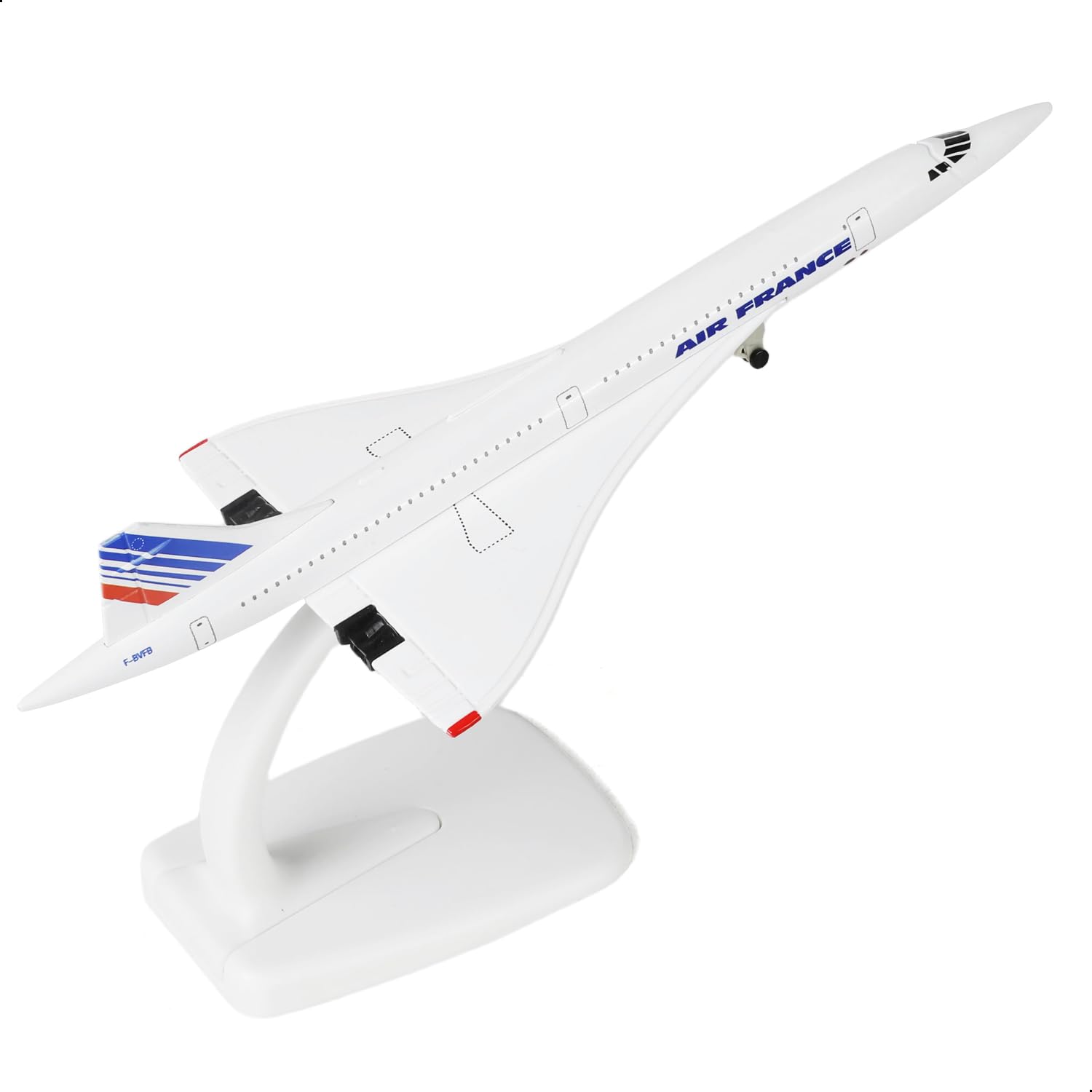 QIYUMOKE 1/300 Scale Concorde for Air France Diecast Metal Airplane Model Kit with Stand Concorde Model Plane for Creative Desktop Decorations or Aircraft Gifts(7.9-Inch L) - Image 4