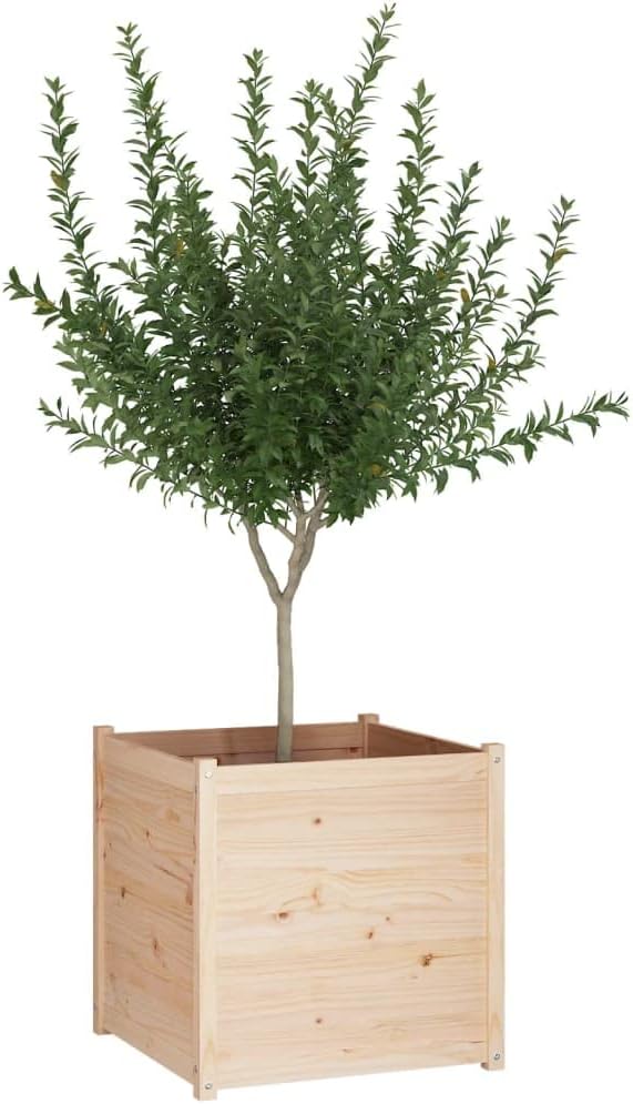 vidaXL Solid Pinewood Garden Planter Outdoor Patio Terrace Backyard Wooden Raised Bed Flower Box Planter Pot Stand Divider Vegetable Herb Bed