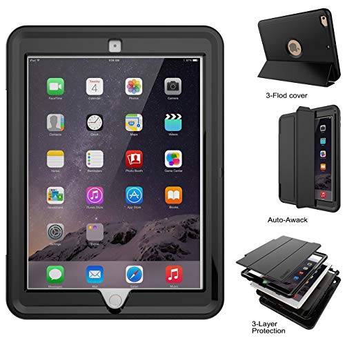 Dunno Ipad 9.7 Inch Case 2017/2018, Ipad 6Th/5Th Generation Case, Three Layer Heavy Duty Full Protection Smart Case With Detachable Screen Cover/Stand For Ipad 9.7 Released In 2018/2017 (Black) #TOP3