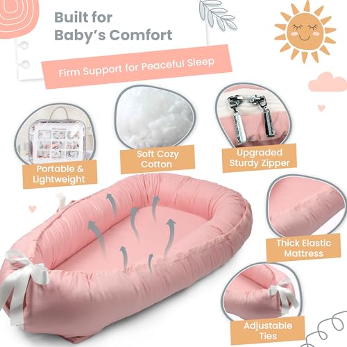 Image of Baby Lounger - Breathable & Soft Baby Lounger for Newborn 0-24 Months, Soft Portable Baby Lounger Pillow, Newborn Babies Essentials, Snuggle Lounger Me