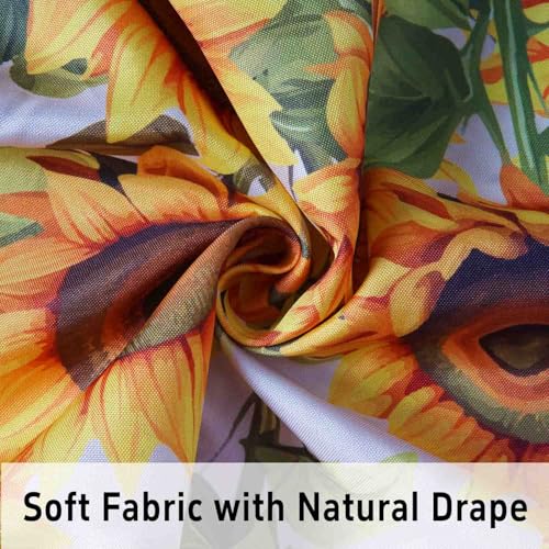 Image of Sunflower Kitchen Curtains 3 Piece Set Tier Valance Window Decor | 3 Piece Kitchen Curtain Set Includes 54x18in Valance and Two 27.5x36in Tier Curtains for Kitchen, Bedroom and Living Room