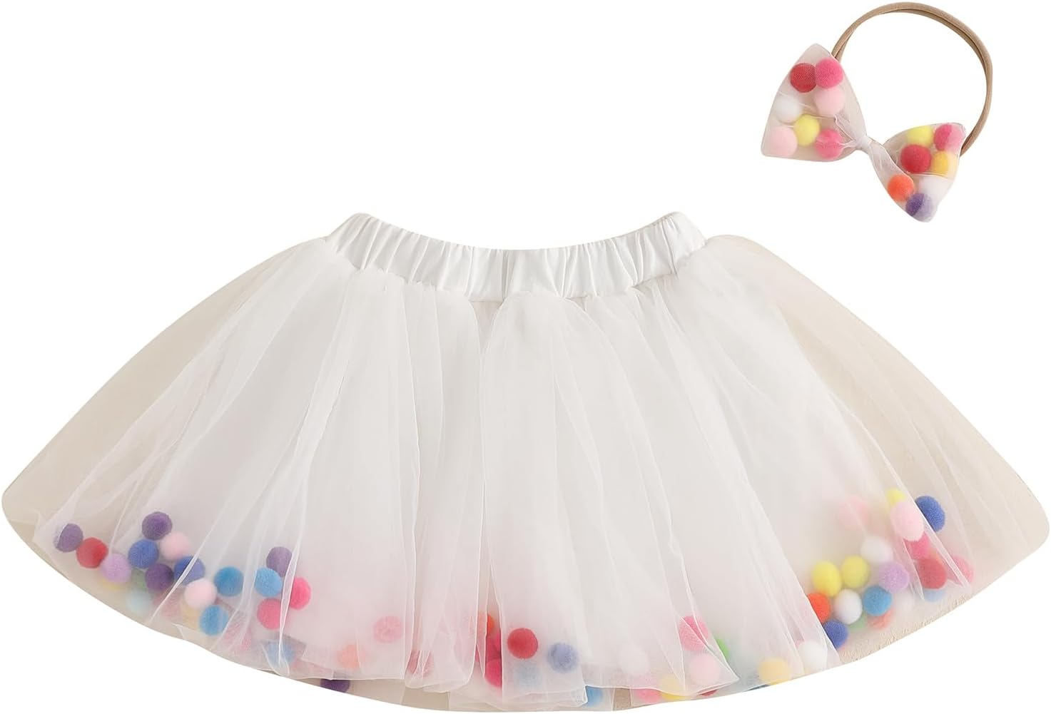 Little Girl 4th of July Skirt Glitter Star Elastic Waist A-line Tulle Skirt Toddler Summer Clothes with Headband