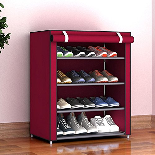 TITA-DONG Étagère à Chaussures, Meuble de Rangement pour Chaussures avec Housse en Tissu Anti-poussière, Grande étagère à Chaussures Organisateur de...