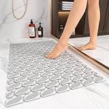 XIYUNTE Shower Mat Non Slip Anti Mould - 70x40cm Rubber Bath Mats Non Slip Shower Mats for Inside Shower, Grey Anti Slip Bath Mat with Powerful Suction Cups, Easy to Clean, Cut to Size