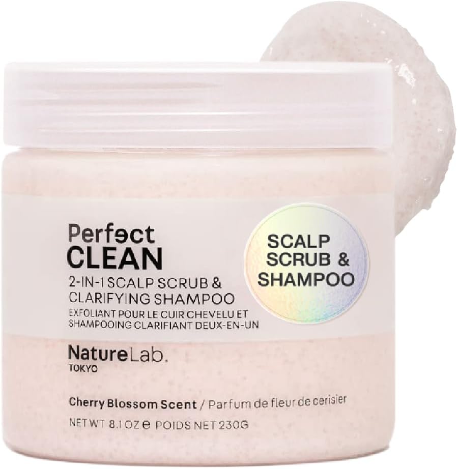 NatureLab.TOKYO Perfect Clean Scalp Scrub LIMITED EDITION Sakura Scent:2-in-1 Hair Treatment to Clarify and Remove Product Buildup for Immense Shine I Cherry Blossom Scent | 8.1 OZ